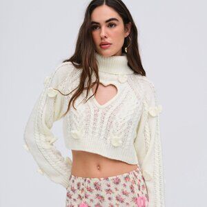 For Love & Lemons Rebecca Heart Sweater Size S / Cream